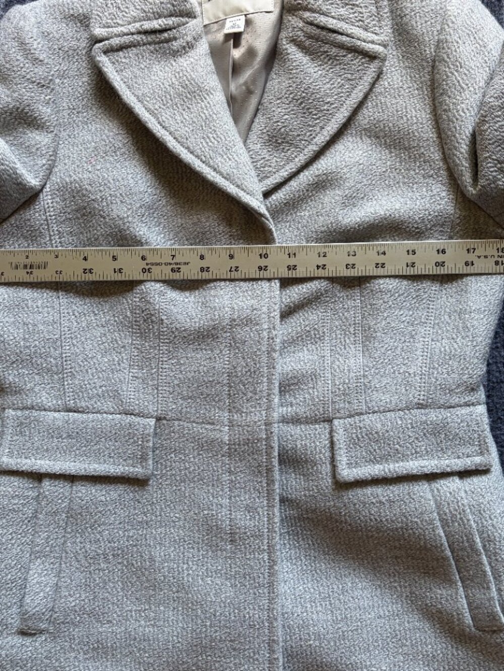 Banana Republic mid-length textured wool-blend coat Heather Gray Size 10P - Picture 8 of 13